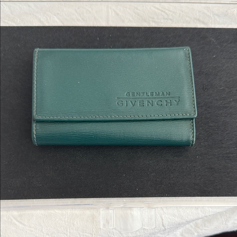 Givenchy Teal Leather Key and Card Holder